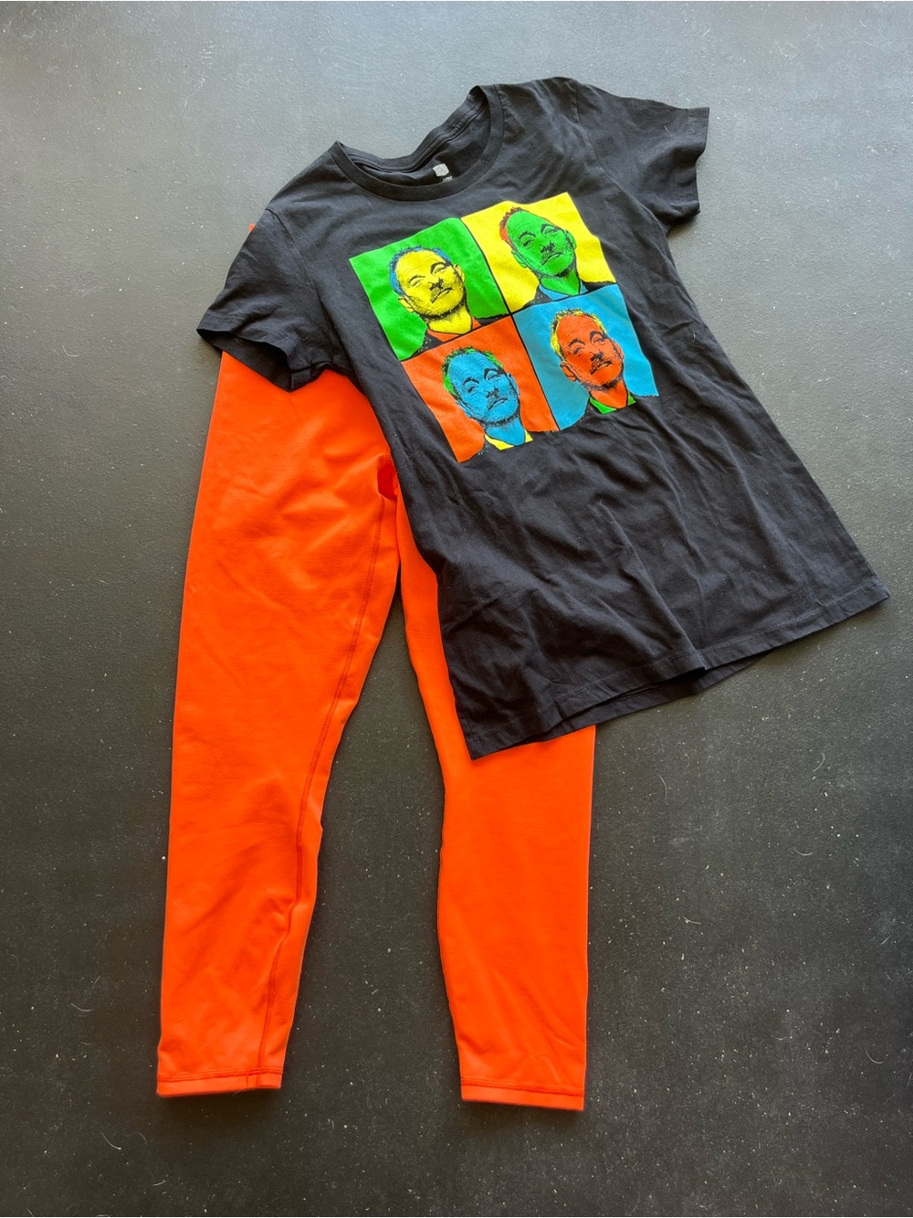 Black Crewneck Graphic Tee with Multicolor Pop-Art Squares